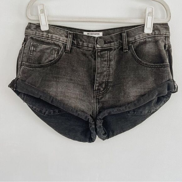 One Teaspoon Double Bass Relaxed Fit Twisted Cuff Bandit Jean Denim Shorts Sz 28 - Picture 4 of 9